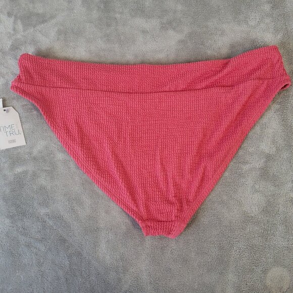 Time Tru Womens Swim Bikini Bottom 1X 16W 18W Plus Pink Crinkle Comfy PIN64E - Picture 4 of 8